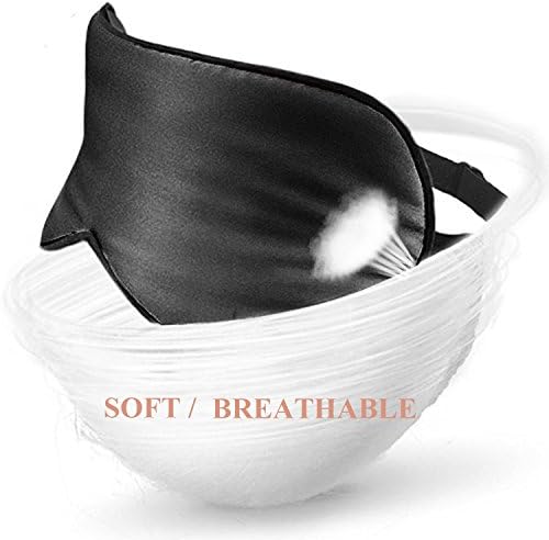 FESMEY 100% Mulberry silk sleep mask -soft eye mask for sleeping for man and women, Adjustable Blindfold Eyeshade lightweight breathable comfort for travel relax sleeping black