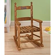Miles Kimball Personalized Childrens Rocking Chair, Features Classic Rocker Design and Hardwood Construction, Natural Finish with Blue Font