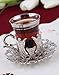 Turkish Tea Set for 6 - Glasses with Holders Tray & Spoons,7Oz (Silver)