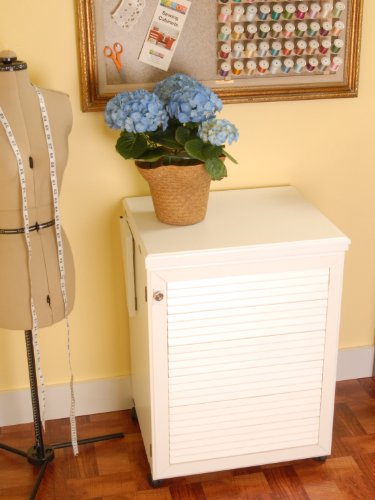 Arrow 501 Sewnatra Sewing Cabinet for Sewing, Cutting, Quilting, Crafting, with Storage and Airlift, Portable with Wheels, White Finish