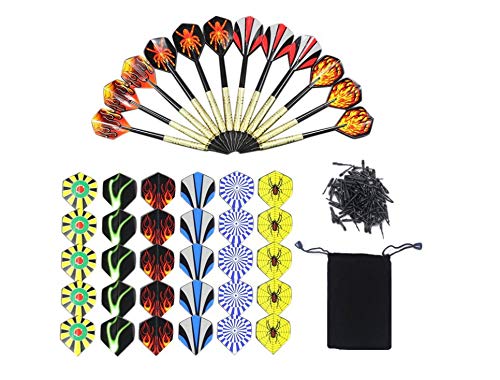 POFET 12pcs Soft Darts Set for Electronic Dartboard with 100 Black Plastic Dart Replacement Safety Tip Points and a Storage Bag