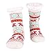 Slipper Socks, Women Fleece Socks Wool Non Slip Socks Sherpa Thick Christmas Socks with grippers Warm Winter Women Girls Mid Calf High Sleep Socks, (White), One Size