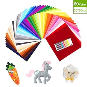 Fieltro Manualidades Tela no Tejido de Lana 60 Colores, Material para Costura y Artesanías de Bricolaje (30*30cm)