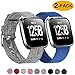 Welltin 2 Pack Bands Compatible with Fitbit Versa / Fitbit Versa 2 / Fitbit Versa Lite for Women Men, Breathable Woven Fabric Strap, Adjustable Replacement Wristband for Fitbit Versa Smart Watch