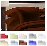 Lux Decor Collection 1800 Thread Count Microfiber 4 Piece Bed Sheet Set, Queen, Brown