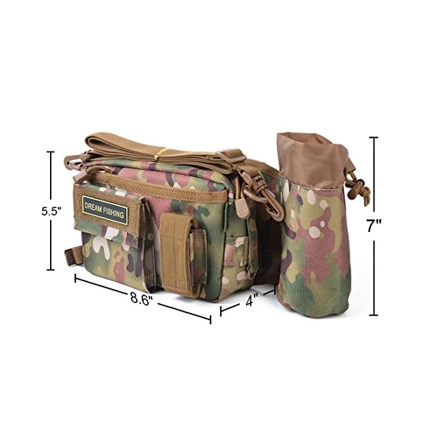 BLISSWILL-Outdoor-Multifunctional-Fishing-Tackle-Bag-Water-Resistant-Waist-Shoulder-Carry-Strap-Storage-Waist-Pack-Sling-Bag-Fishing-Gear-Storage-for-Fishing-Hunting-Climbing-Hiking