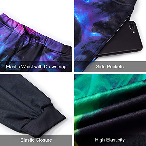 Belovecol Teens Boys Girls Running Sweatpants Skull 3D Print Graphic Colorful Smoke Jogging Pants Long Trousers Casual Black S