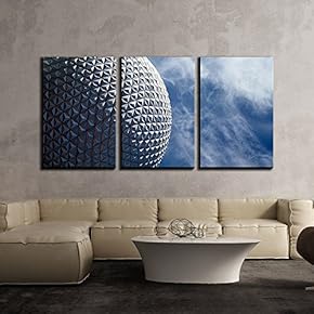 3 Piece Canvas Wall Art - Geometric Architecture Under Blue Sky - Modern Home Art Stretched and Framed Ready to Hang - 16"x24"x3 Panels