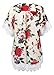 PRETTODAY Womens Floral Print Kimono Lace Hemline Loose Tops Sleeves Cover up Chiffon Blouse,Beige,Medium