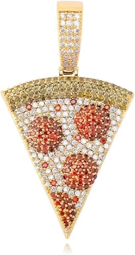 Iced Out Pizza Anhanger Halskette Kupfer Gold Silber Farbe D Zirkon Zirkon Hip Hop Schmuck Geschenk Fur Manner Gold Kubanische Kette Amazon De Schmuck