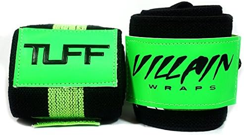 Villain Wrist Wraps 30" for Powerlifting, Weightlifting, Strongman Training, Crossfit - (Black / Green, 30 Inches)