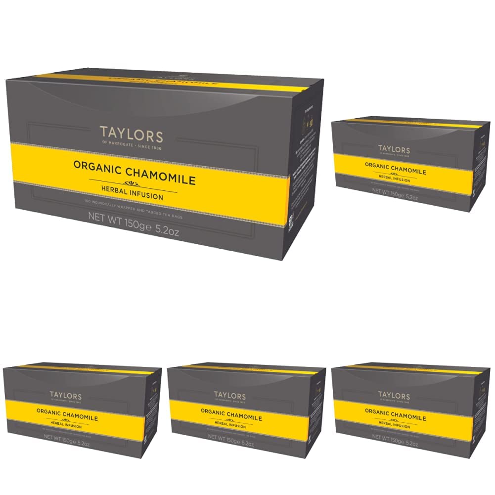 Taylors of Harrogate Organic Chamomile Herbal Tea, 100 Teabags (Pack of 5)