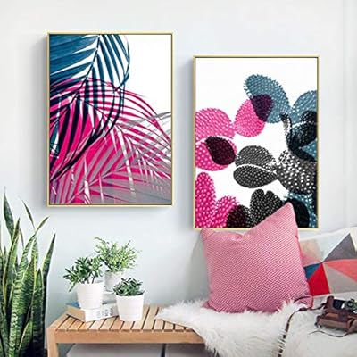 Xwartpic Cactus Rojo Moderno Hojas Florales Arte De La Pared