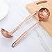 2 Pcs Soup Ladle Colander, Rose Gold Frosting Flatware Cookware Serving Long Handle Steel Slotted Spoon Cooking Utensil Set for Hotpot