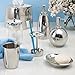 mDesign Bath Accessory Set, Soap Dispenser Pump, Toothbrush Holder, Tumbler, Soap Dish - 4 Pieces, Polished Stainless Steel
