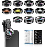Apexel Universal Professional HD Phone Camera Lens Kit for iPhone11/XR XS, Samsung and Other Cellphones (ND32 Filter, Super Wide Angle Lens, Super Macro Lens 11 in 1 Lens kit)