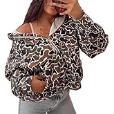 heyheyshine Women's Leopard Print Hoodie Quarter Zip Pullover Hoodie Y2K Camo Hoodie Oversized Graphic Vintage Hoodie