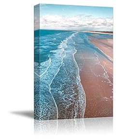 Pink Sand Beach Wave Ocean Painting Artwork for Home Framed