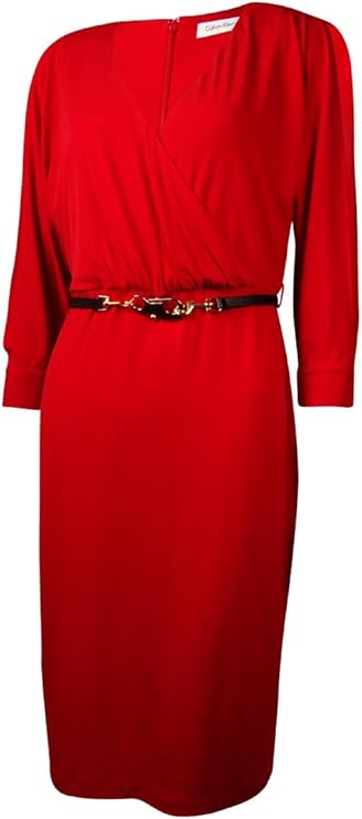 calvin klein red wrap dress