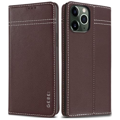 Hülle Echt Leder für iPhone 11 Pro (5,8") - Premium Lederhülle Klapphülle mit Standfunktion und Kartenfächer Flip Case Ledertasche für iPhone 11 Pro -