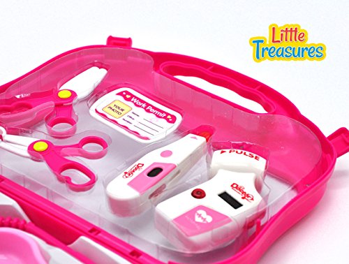 Doctor Medical Play Set- for preschoolers lots of medical accessories such as stethoscope, medical scissors and tray, scalpel, battery operated thermometer and pulse checker plus more - Thumbnail 4