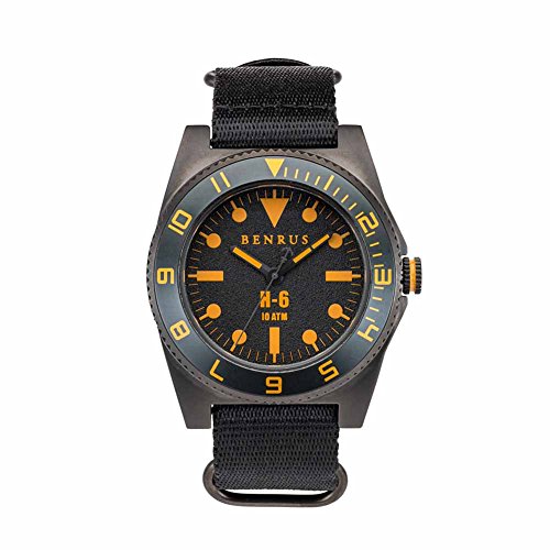 Benrus men s br012-b h-6 watch with black nylon strap