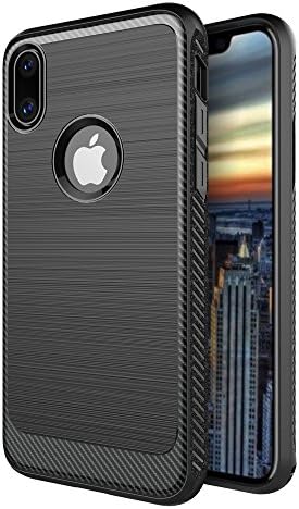 IDAStore iPhone X Carbon Fiber Case Sleek Black | Scratch Proof Soft TPU, Brushed Pattern, 360° Protection, Non Slip Grip, Slim Profile, Precise Cuts, Shockproof Cover | Protect Your iPhone