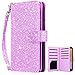 Dailylux S8 Plus Case,Galaxy S8 Plus Case,Galaxy S8 Plus Wallet Case,Glitter Luxury Bling PU Leather TPU Inner Shell Flip Case 9 Card Slots Cover for S8 Plus 6.2 inch-Glitter Purple