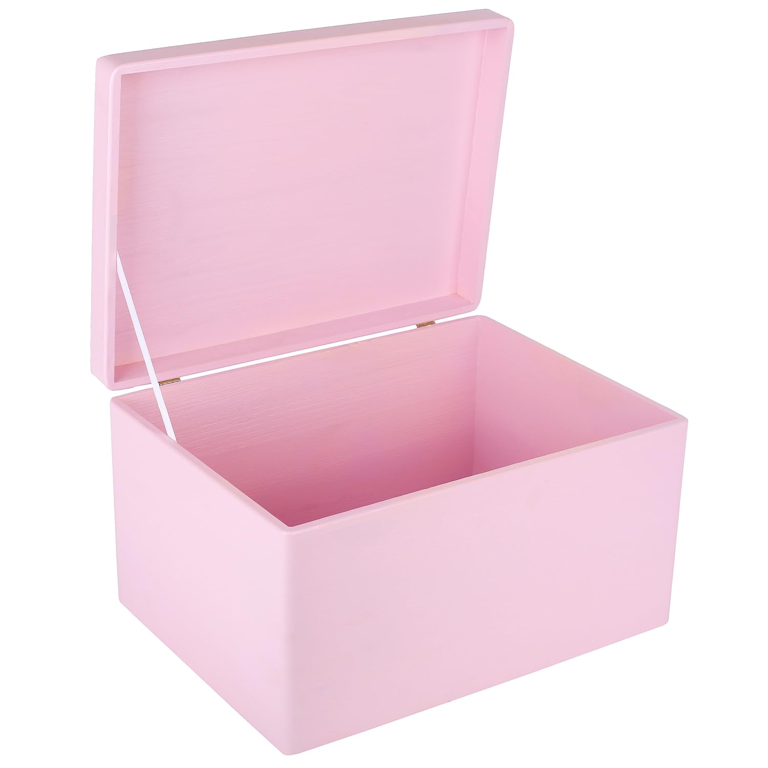 Creative Deco XXL Large Pink Plain Wooden Storage Box | 40x30x24 cm (+/-1 cm) | with Hinged Lid | Easter Gift Box Kitchen Storage | ROUGH & UNSANDED Wood Keepsake Memory Craft Chest