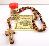 Holy Land Olive Wood Rosary Beads From Jerusalem with Holy Water Bottle From the Jordan River