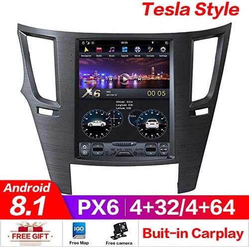 KJHGYU PX6 4GB RAM Tesla Style Android 8.1 Car GPS Navigation Compatible Subaru Legacy Outback 09To14 Head Unit Multimedia Radio Tape Recorder