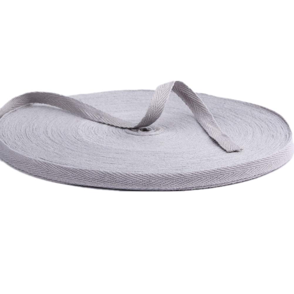 50 Meters Cotton Ribbon Herringbone Webbing Trim Fabric Tape Tapestry for Bias Binding Gift Wrapping Embellishment Craft Width 10mm (Grey)