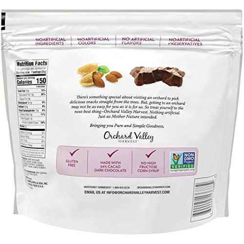 Orchard Valley Harvest Dark Chocolate Almonds, 1 Ounce Bags (Pack of 15