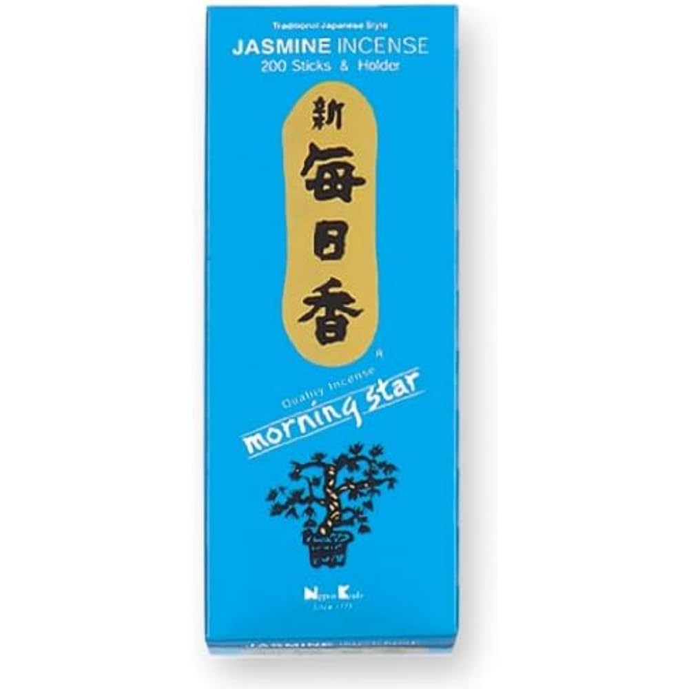 Nippon Kodo Morning Star Jasmine Incense Sticks, 1 Pack (200 Sticks), Made in Japan