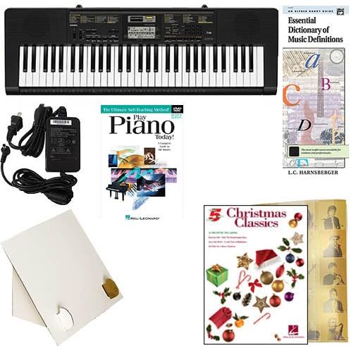 Homeschool Music - Learn to Play the Piano Pack (Christmas Classics Book Bundle) - Includes Casio CTK 2400 Keyboard w/Adapter, learn 2 Play DVD/Book, Books &amp; All Inclusive Learning Essentials