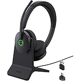 Yealink BH74 ANC Bluetooth Headset with Microphone for Hybrid Work, Microsoft Teams Premium Open Ofﬁce Certified Headsets with 6-mics Active Noise Cancellation, Zoom Certified, 65H, Charging Stand