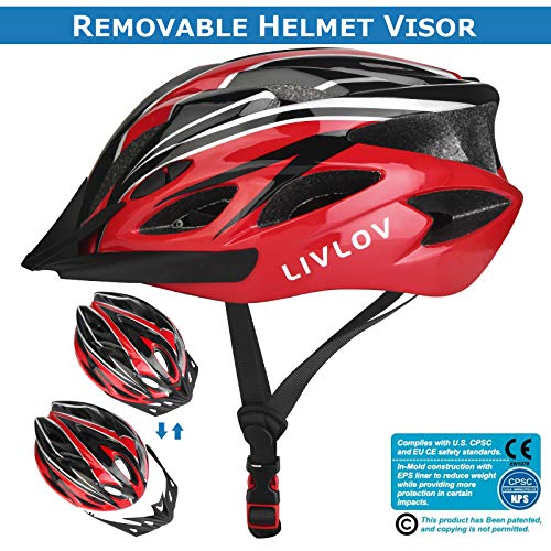 LIVLOV V1 Adult Bike Helmet 56-62CM with Visor, 18 Vents, Cycling Bicycle Helmets Adjustable Lightweight Youth Mens… - Image 3