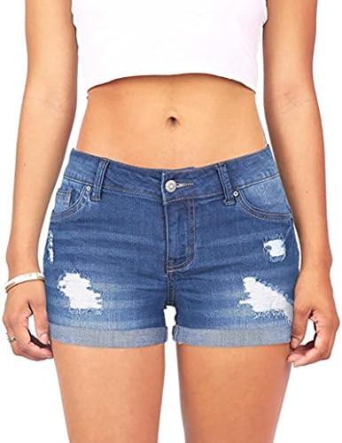 Clearance! FDelinK Women's Juniors Body Enhancing Ripped Hole Short Mini Jeans Pants Denim Shorts