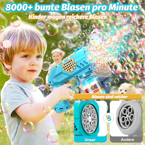 Vansky Bubble Machine Bubble Gun Children: Bubble Gun with 110 ml Tank & LED Light 8000+ Soap Bubbles Easy to Use for Outdoor Games Garden Toy (3+ Years)