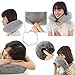 Lucear Inflatable Travel Pillow Set- Velvet Travel Neck Pillow, Sleep Mask, Earplugs - Including Carry Pouch for Convenient Storage - 3 Seconds Inflate Full (Gray)
