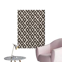 Anzhutwelve Ethnic Photographic Wallpaper Tribal Diamond Rhombus Shaped Abstract Aztec Folkloric Historical CultureDark Brown Cream W32 xL36 The Office Poster