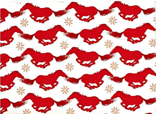 Galloping Christmas Ponies Rolled Gift Wrap Paper"Red Ponies"- 2 Sheets 19.5 in x 27.5 in