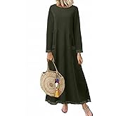 Womens Oversized Fleece Lined Knit Long Maxi Dress Lace Trim Fall Casual Sweatshirt Dresses with Pockets for Women