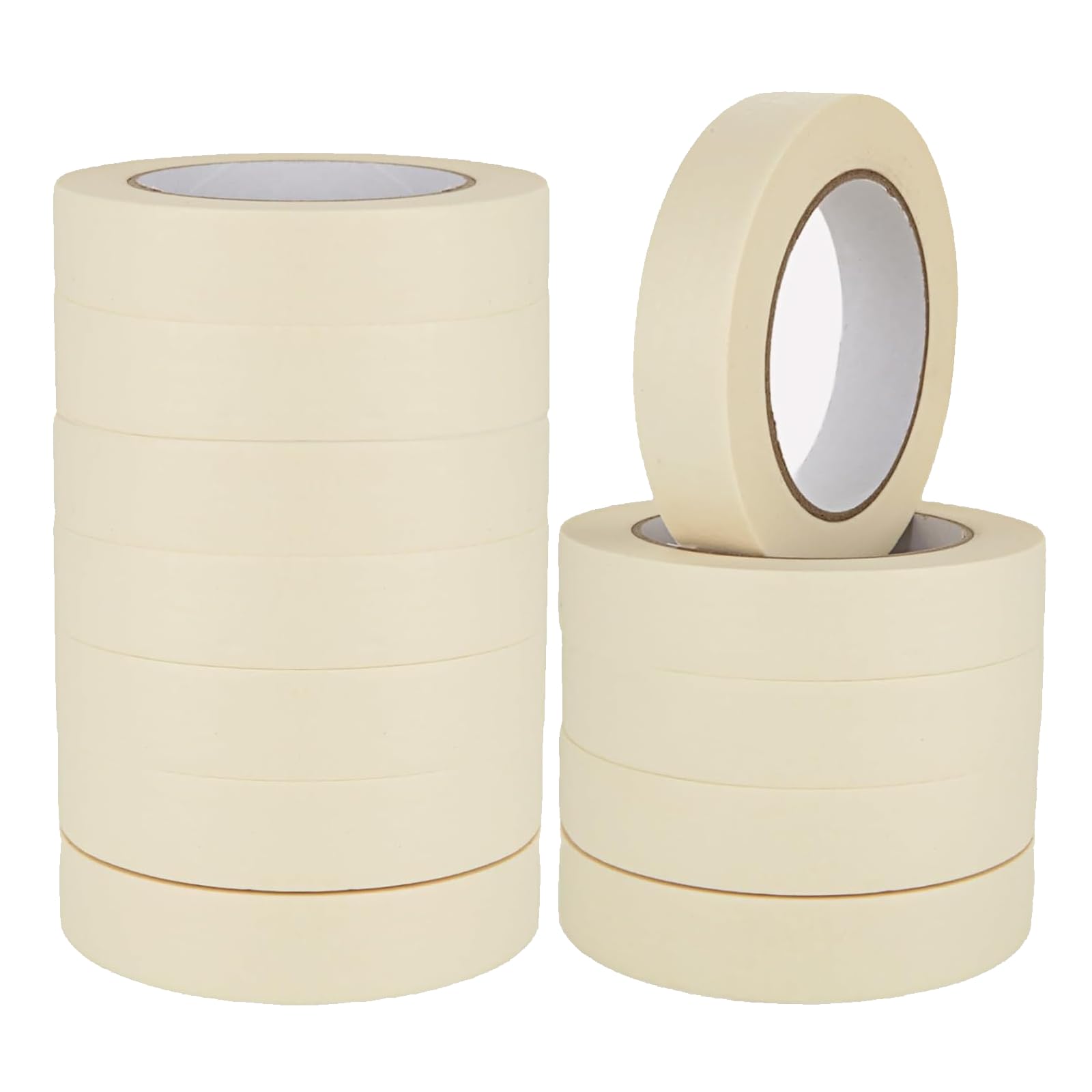 AHAQU 12 Rolls Masking Tape, 25mm x 50m Masking Tape for Painting & Artists, White Painters Tape for Indoor Decorating Crafts Spraying