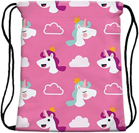 UWOOD Girls Boys Children PE Kit Drawstring Bag Duffel Gym Bag String Emoji Gymsack Sport Swimming Backpack Travel School Shoulder Bag Pouch (4)