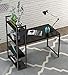 Computer Desk,Modern Style Office Desk 4 Tier Bookshelves Workstation,Home Wood & Metal (Black)