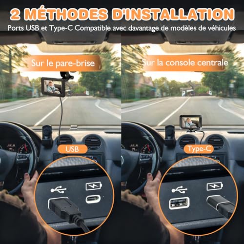 Zacro Baby Camera Baby Car Rearview Mirror 1080P USB-C Plug and Play Car Mirror with HD Night Vision and 150° Viewing Angle Car Rear View Mirror