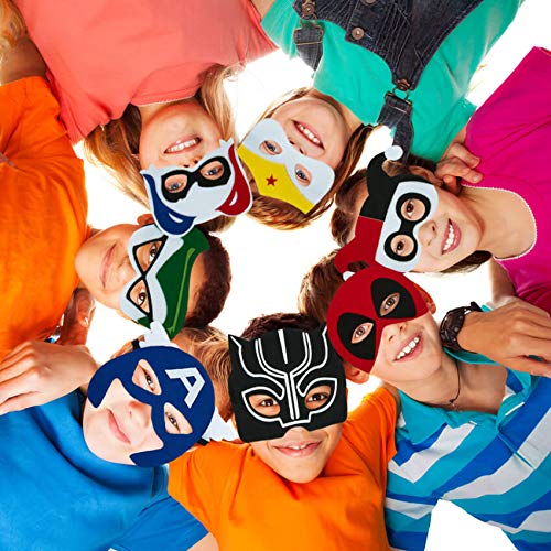 image for Totteri 30pcs Superhero Masks for Kids Birthday Costumes, Felt Mask Pa
