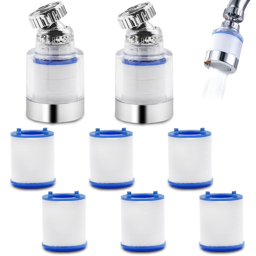 Sonku Bathroom Sink Filter Universal 360° Rotating Faucet Water Filter for Home Bathroom & Kitchen (2 Pack)