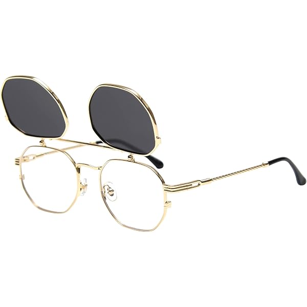 Amazon.com: PASTL Flip Up Sunglasses Clear Lens Glasses Round
